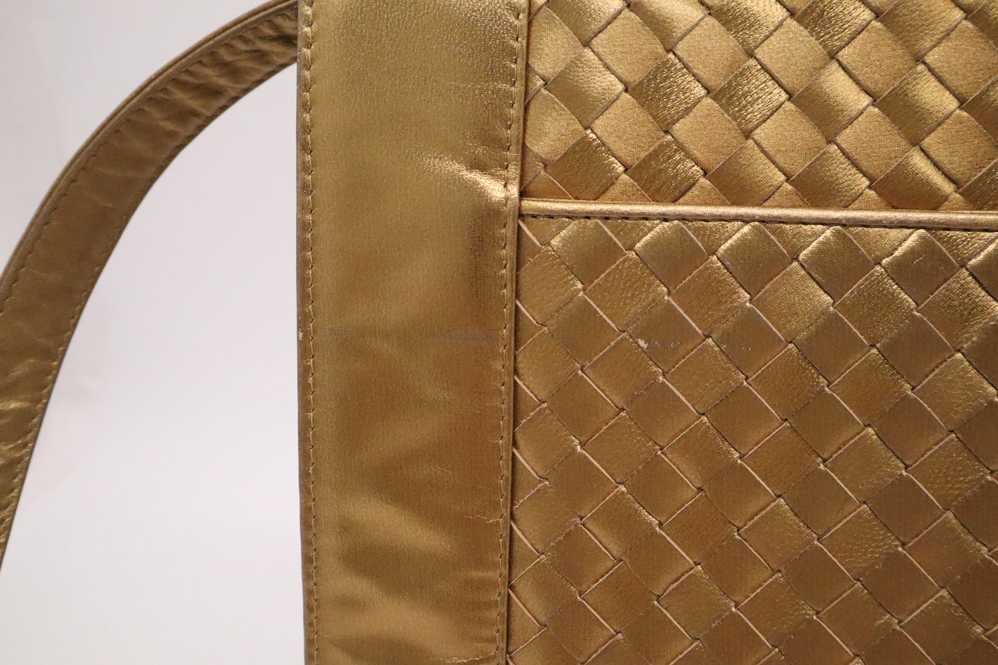 Bottega Veneta Briefcase in Gold Intrecciato Leather