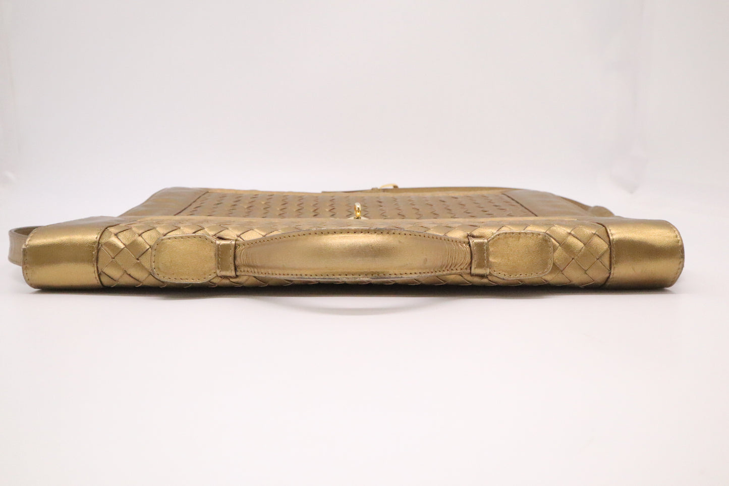 Bottega Veneta Briefcase in Gold Intrecciato Leather