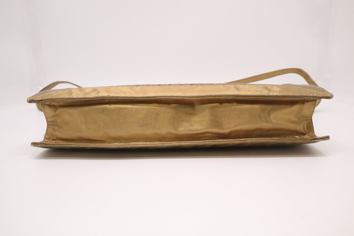 Bottega Veneta Briefcase in Gold Intrecciato Leather