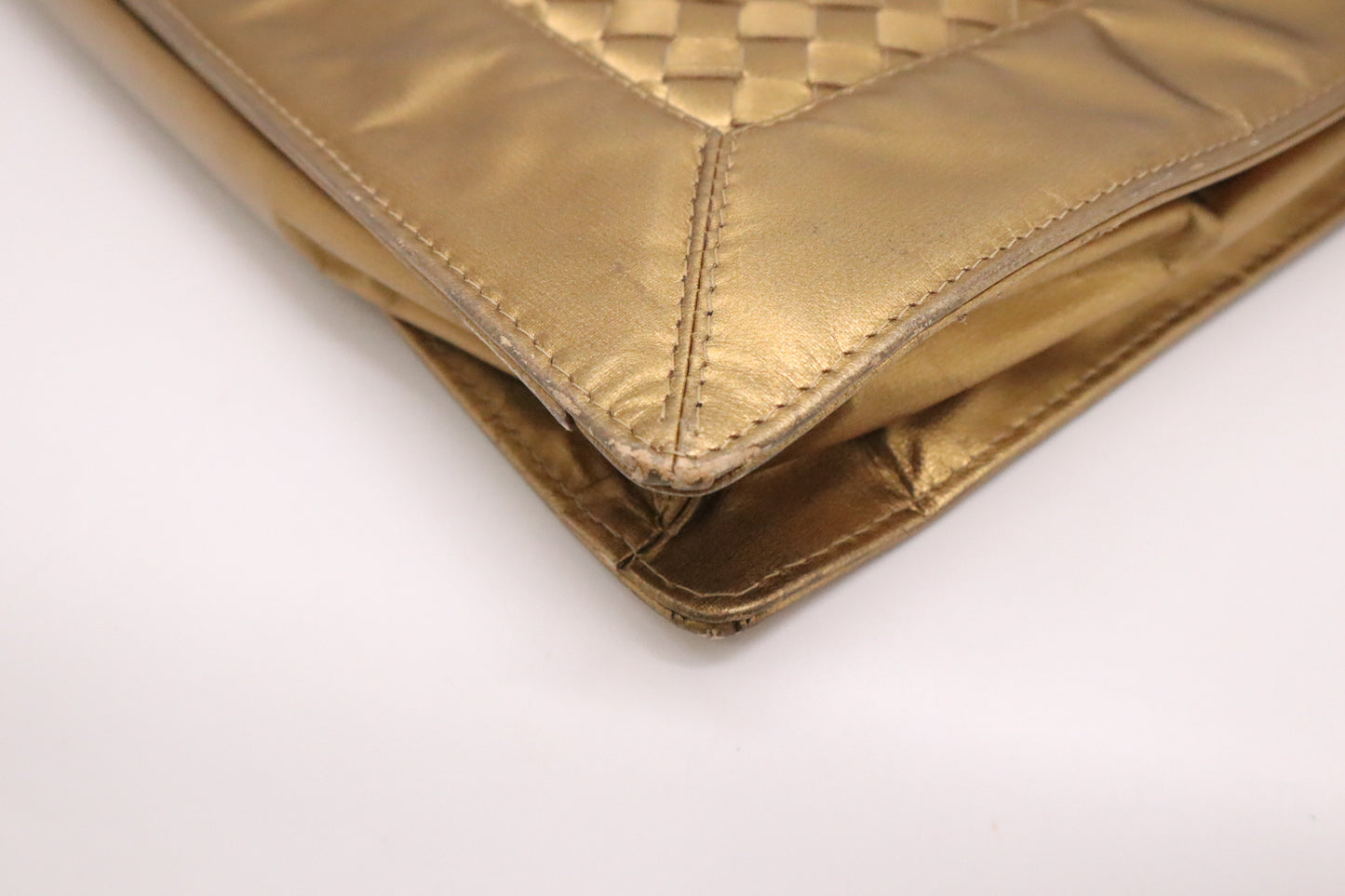 Bottega Veneta Briefcase in Gold Intrecciato Leather