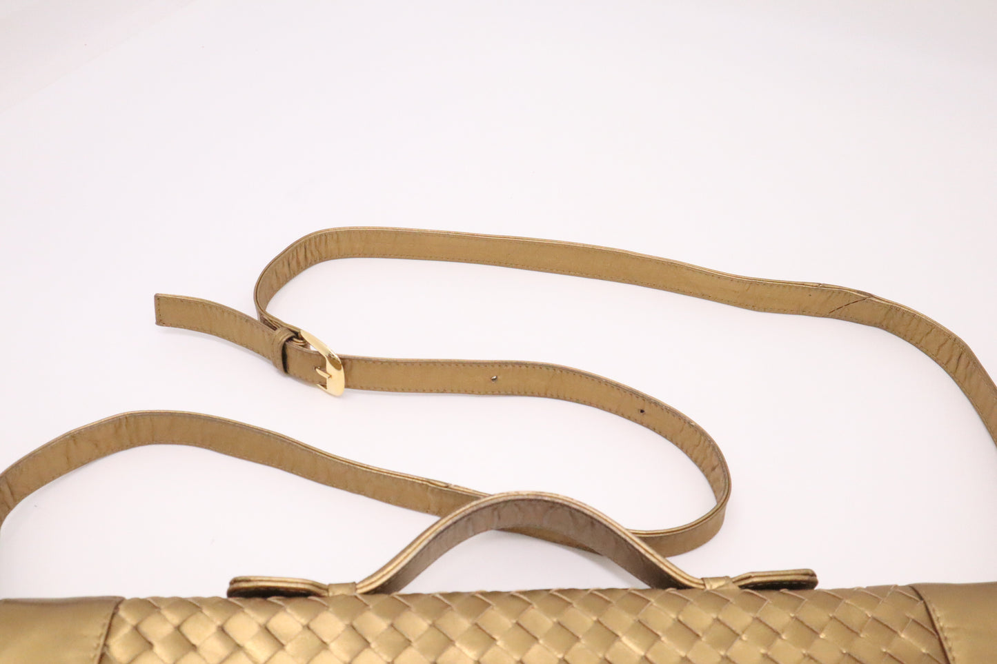 Bottega Veneta Briefcase in Gold Intrecciato Leather