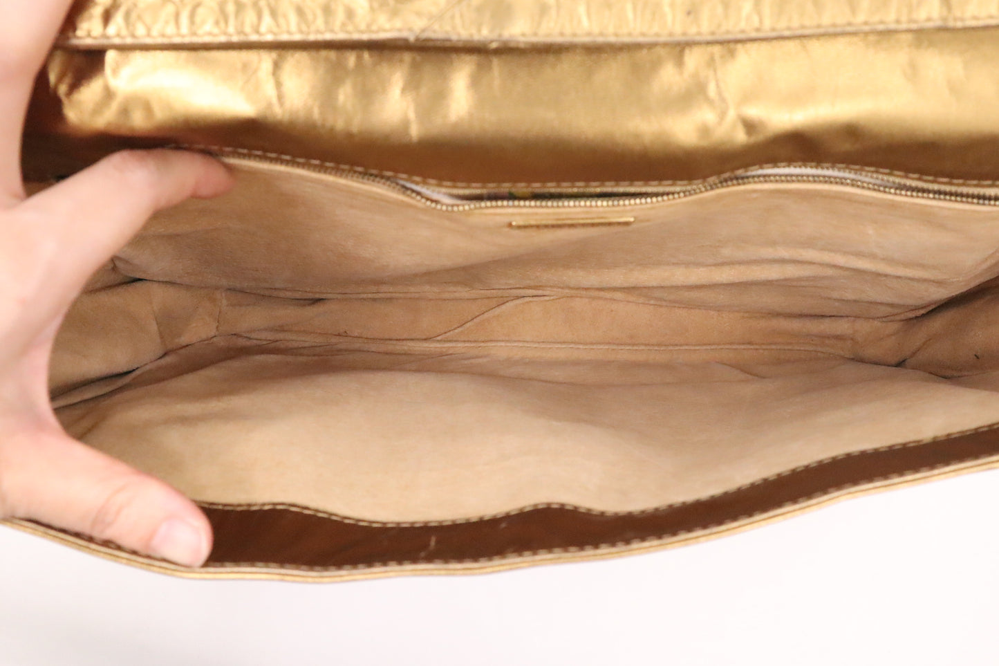 Bottega Veneta Briefcase in Gold Intrecciato Leather