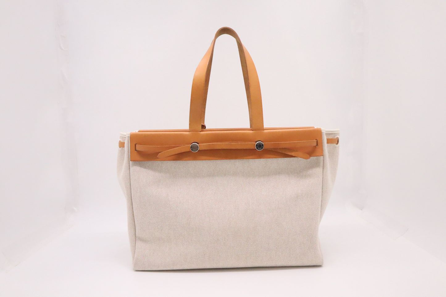 Hermes Herbag Cabas in White Canvas