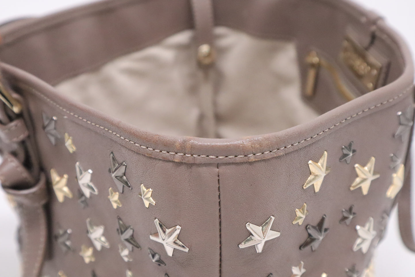 Jimmy Choo Small Sasha Tote in Grey Star-Studded Leather