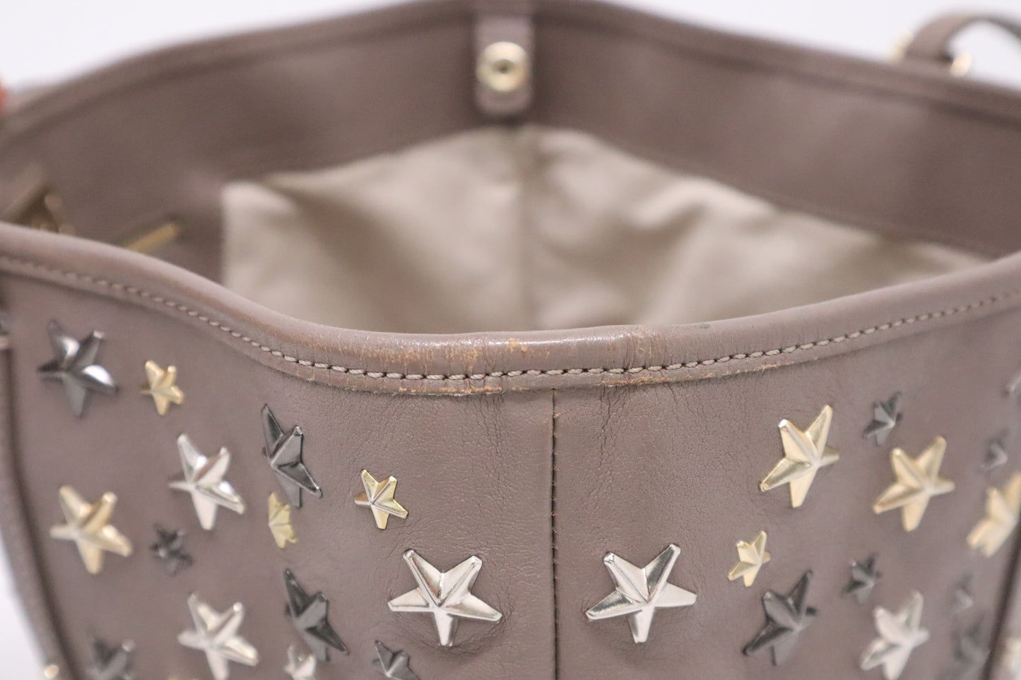 Jimmy Choo Small Sasha Tote in Grey Star-Studded Leather
