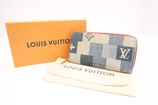 Louis Vuitton Patchwork Long Zippy in Blue Denim