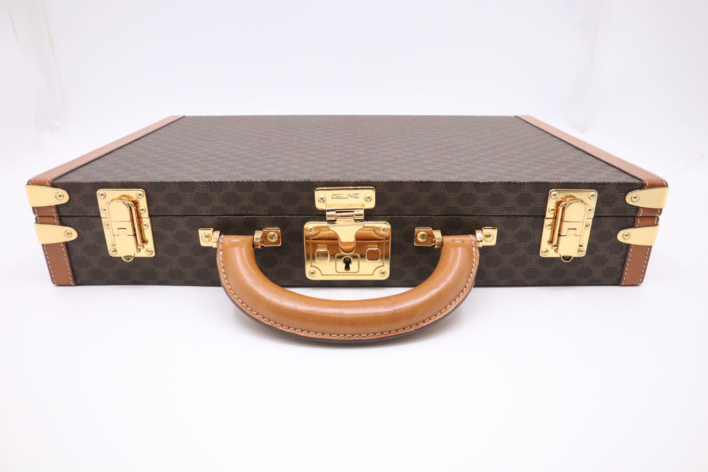 Celine Briefcase in Brown Macadam Canvas