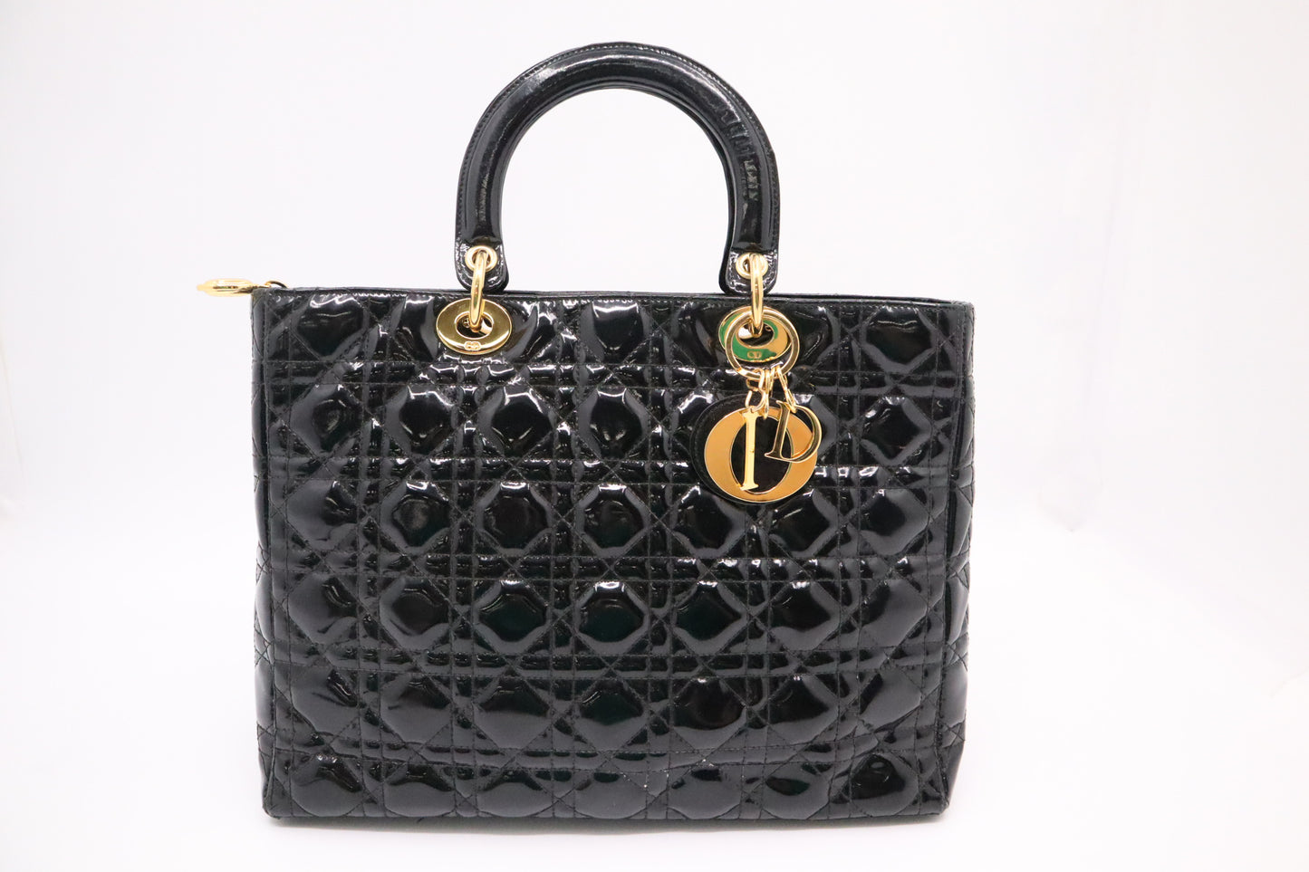 Dior Large Lady Dior in Black Cannage Patent Leather