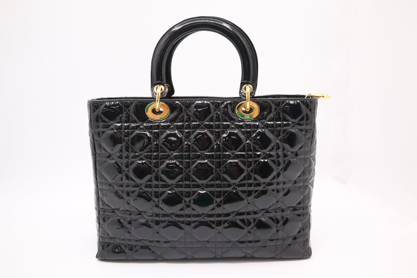 Dior Large Lady Dior in Black Cannage Patent Leather