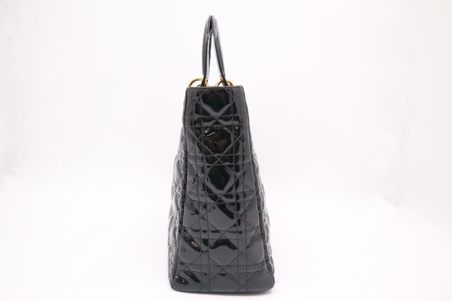 Dior Large Lady Dior in Black Cannage Patent Leather