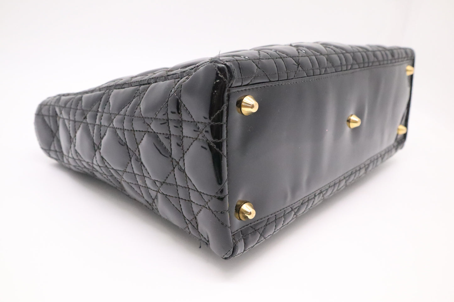 Dior Large Lady Dior in Black Cannage Patent Leather