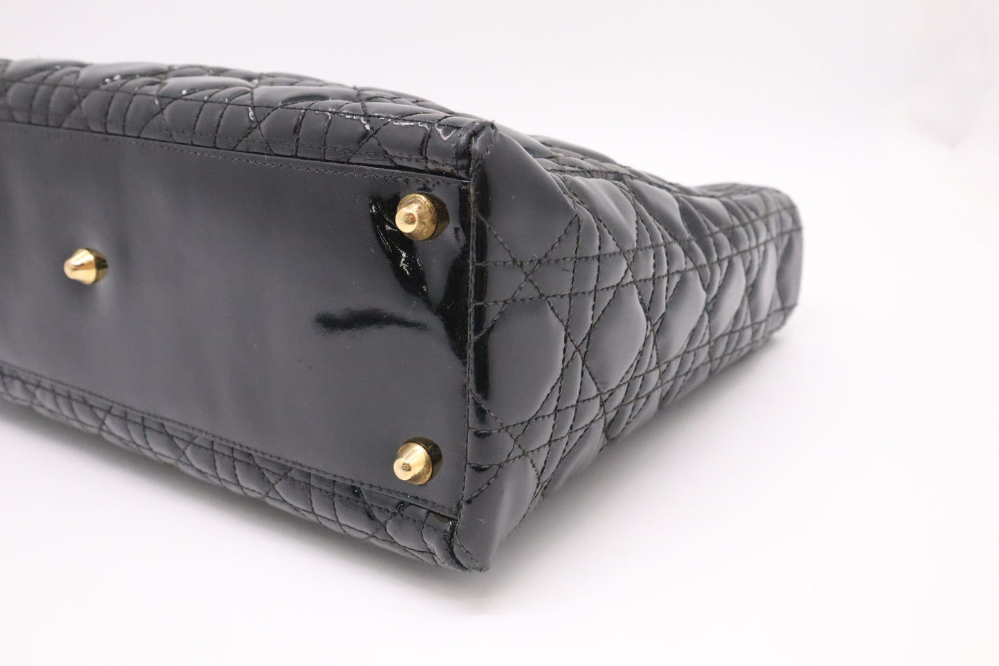 Dior Large Lady Dior in Black Cannage Patent Leather