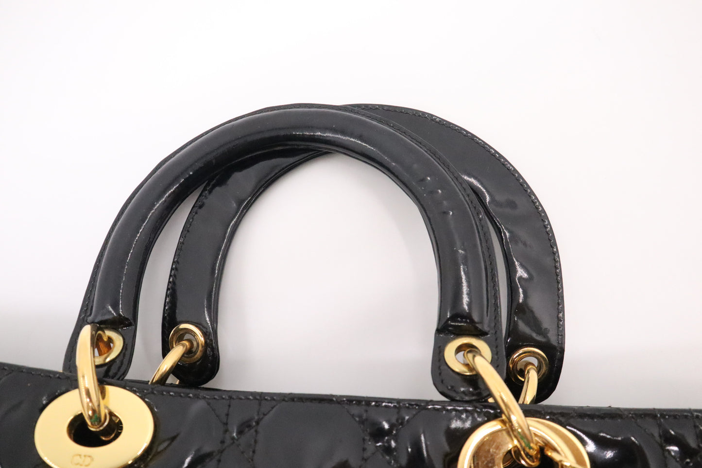 Dior Large Lady Dior in Black Cannage Patent Leather