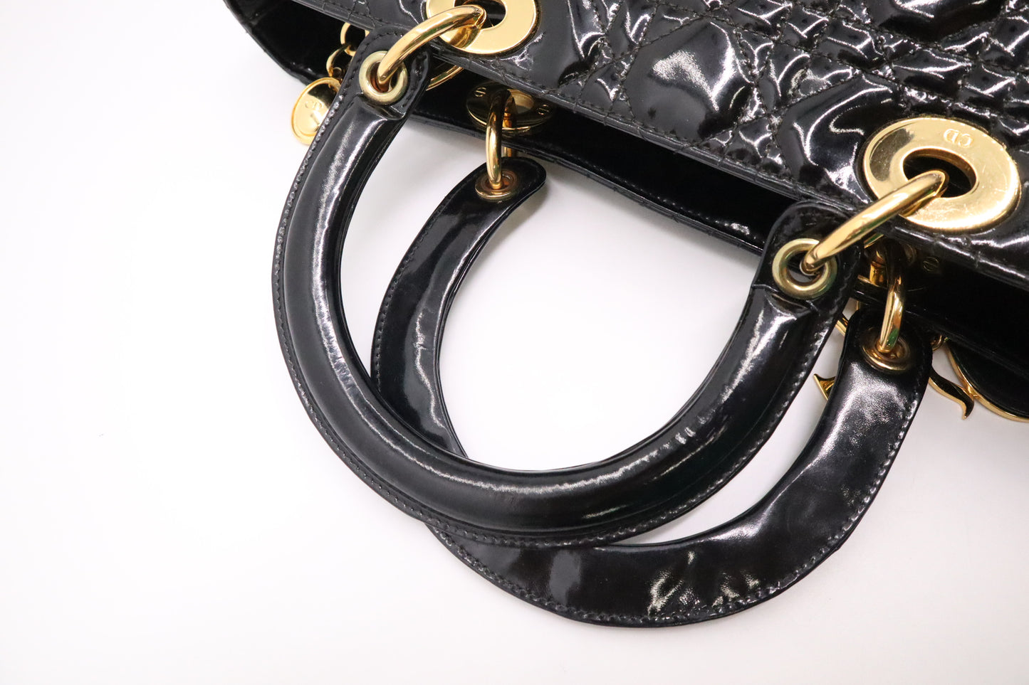 Dior Large Lady Dior in Black Cannage Patent Leather