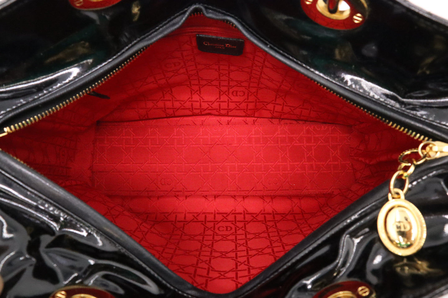 Dior Large Lady Dior in Black Cannage Patent Leather