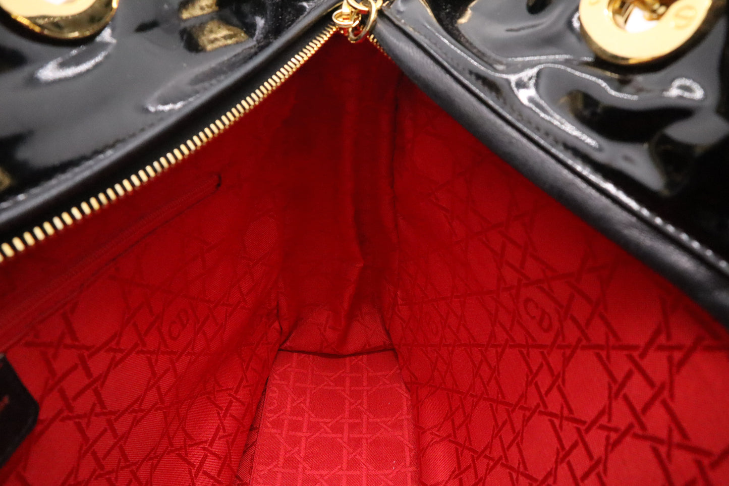 Dior Large Lady Dior in Black Cannage Patent Leather