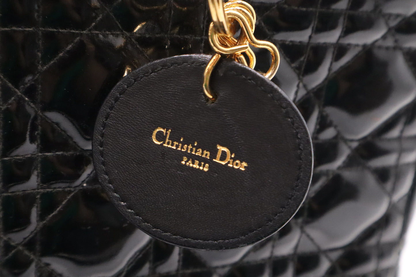 Dior Large Lady Dior in Black Cannage Patent Leather