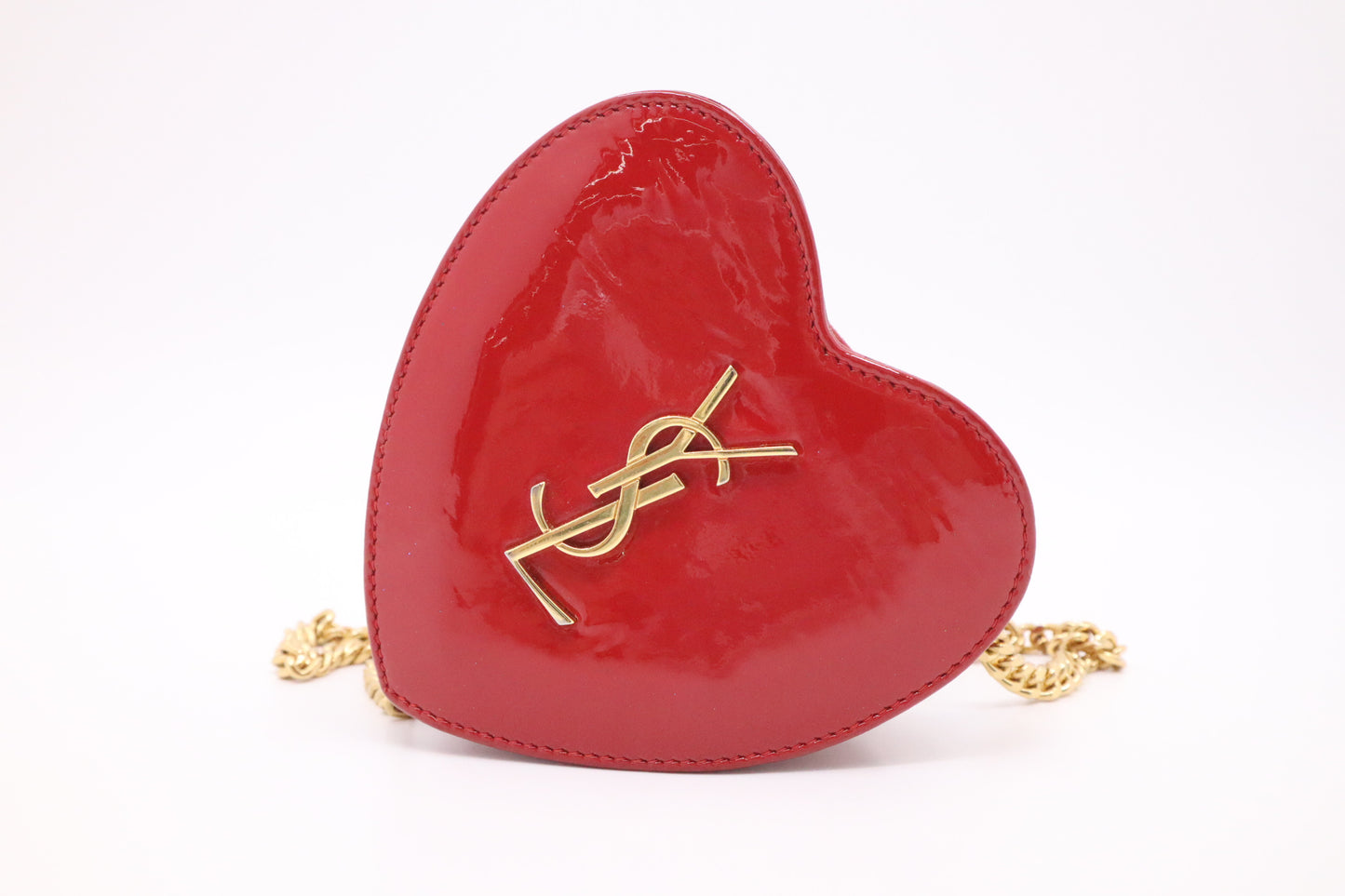 YSL Saint Laurent Heart Crossbody Bag in Red Patent Leather