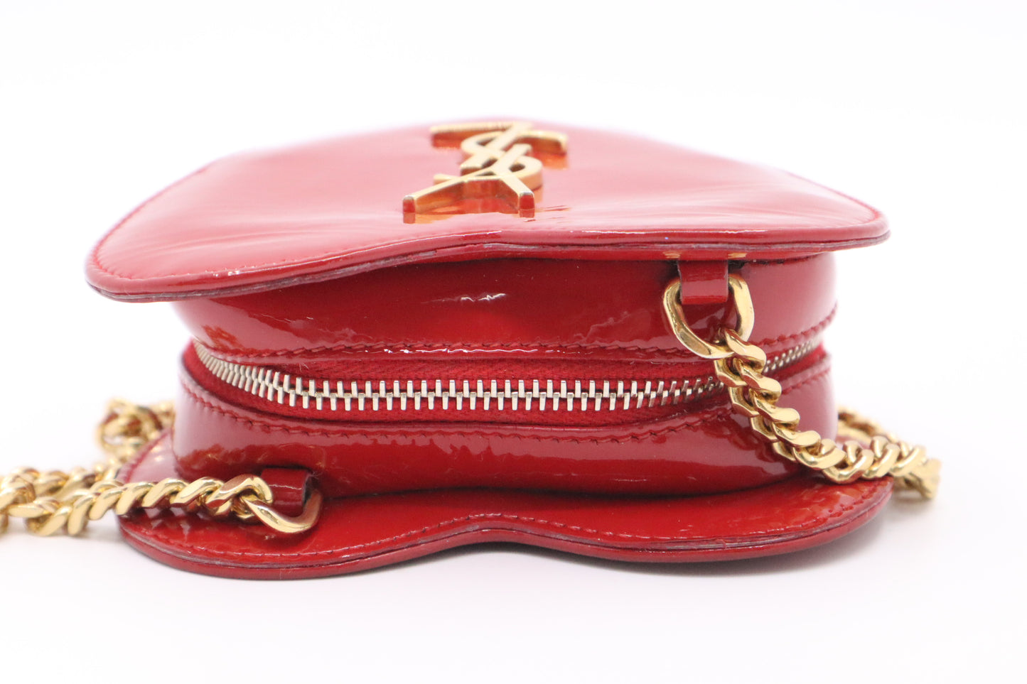 YSL Saint Laurent Heart Crossbody Bag in Red Patent Leather