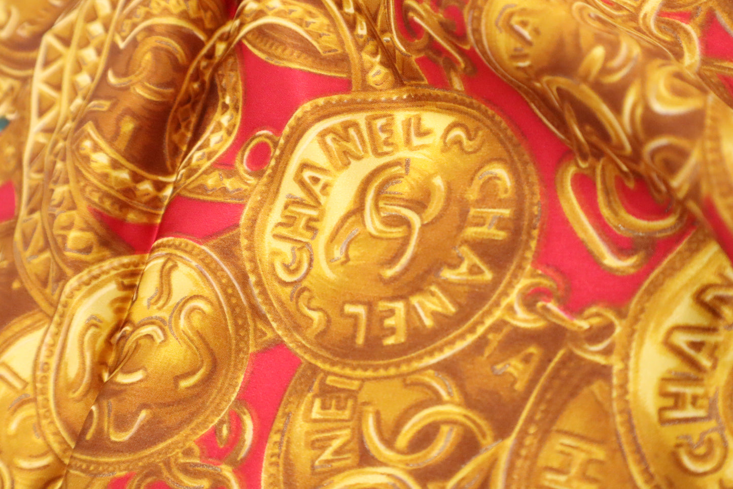 Chanel Scarf in Red & Gold Silk