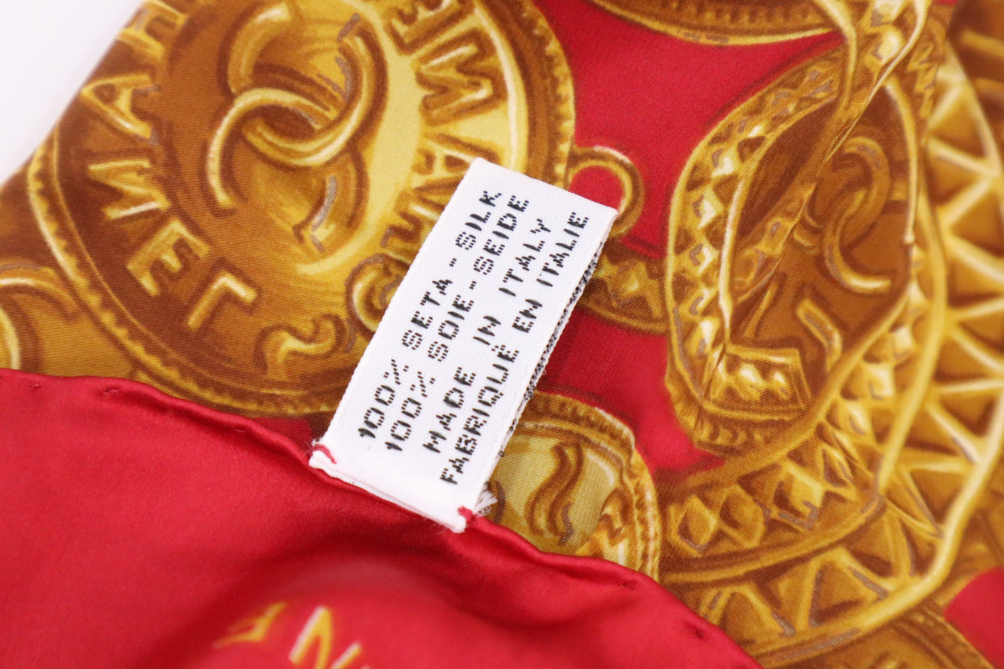 Chanel Scarf in Red & Gold Silk