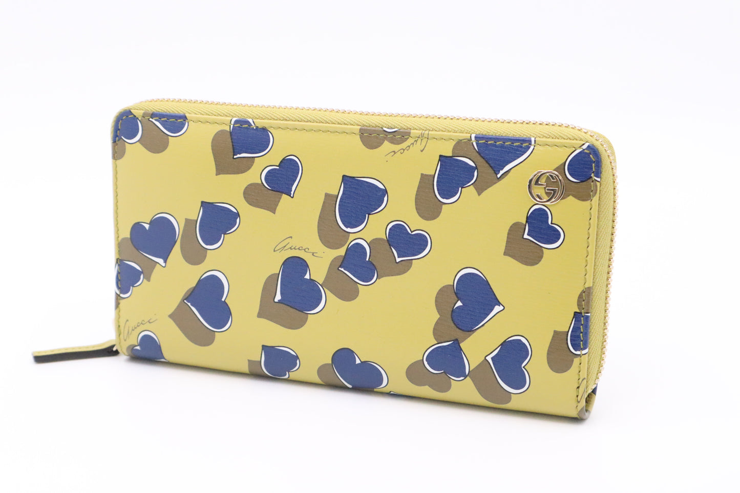 Gucci Heartbeat Zippy Long Wallet in Yellow Leather