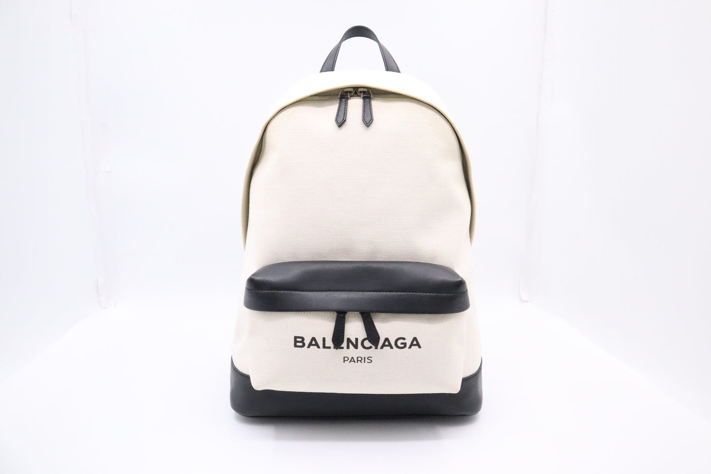 Balenciaga Backpack in White Canvas and Black Leather