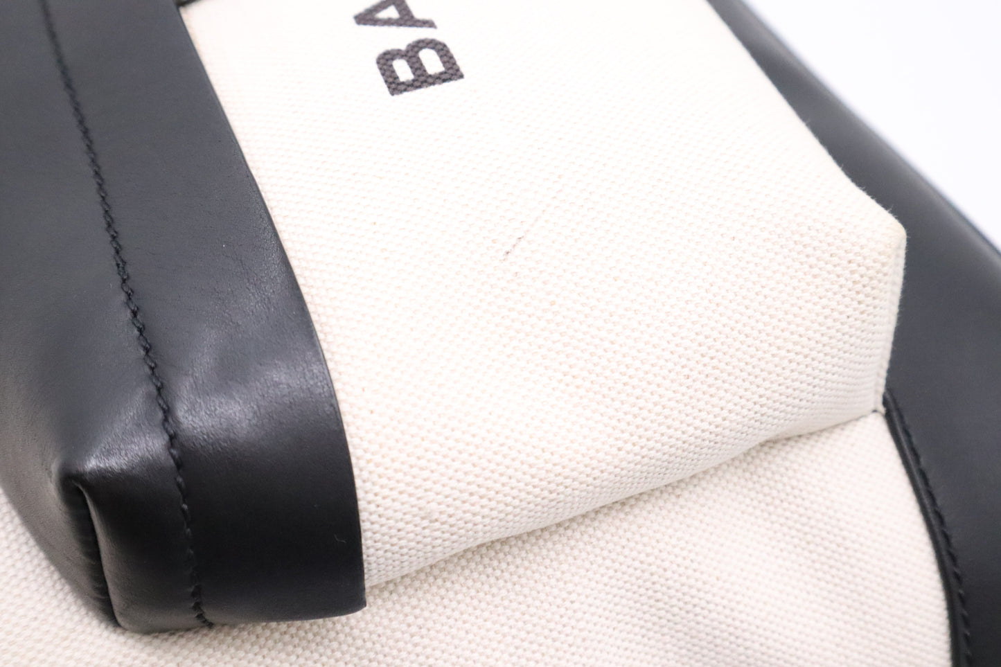 Balenciaga Backpack in White Canvas and Black Leather