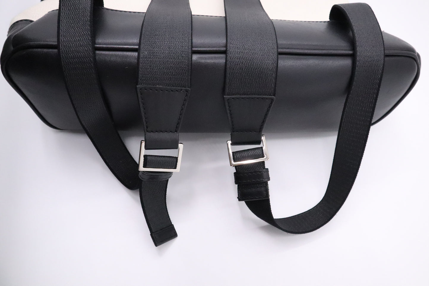 Balenciaga Backpack in White Canvas and Black Leather