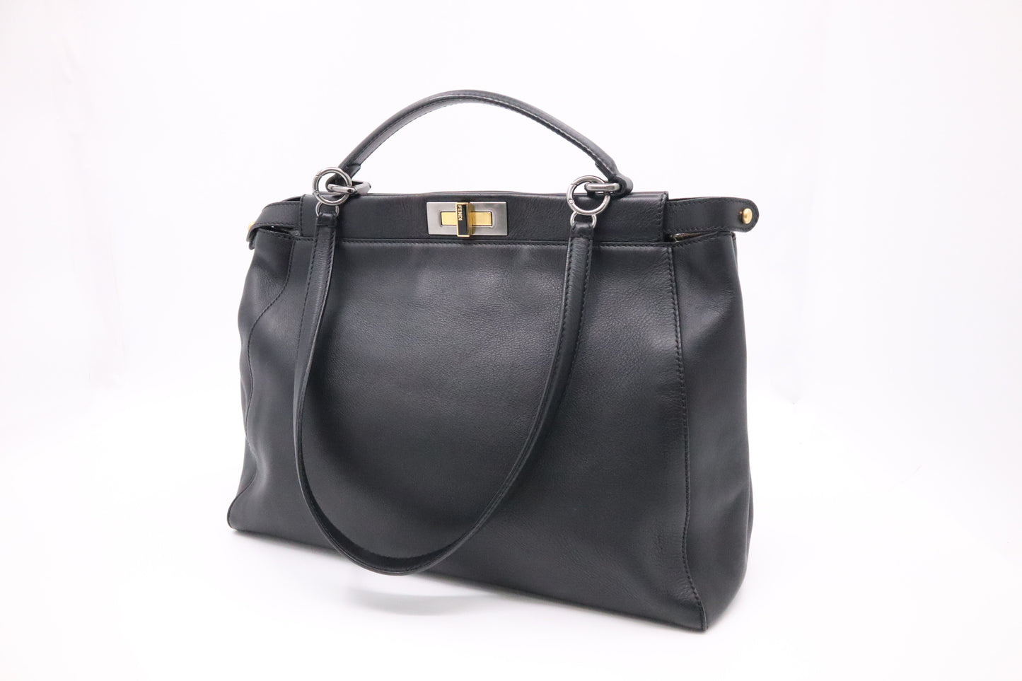 Fendi Medium Peekaboo Tote in Black Leather