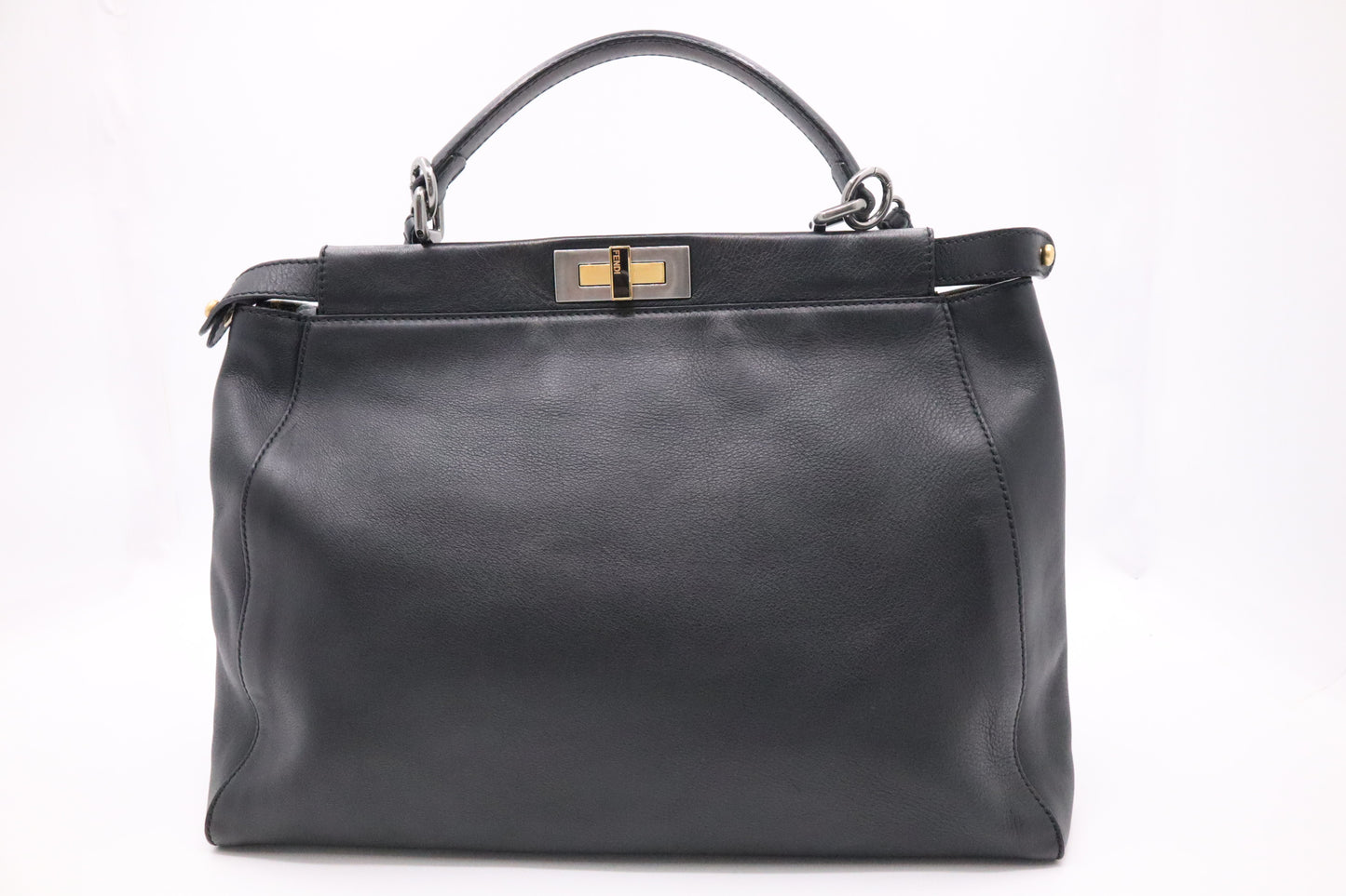 Fendi Medium Peekaboo Tote in Black Leather