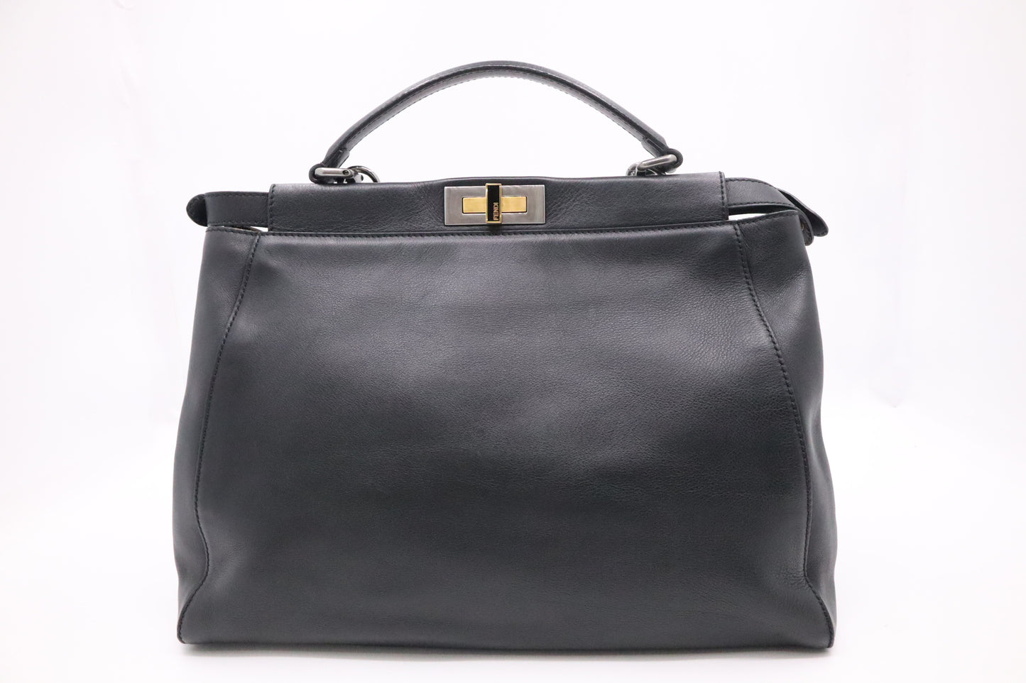 Fendi Medium Peekaboo Tote in Black Leather
