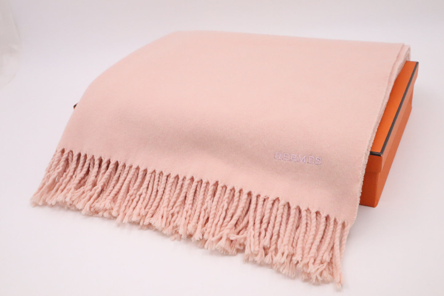 Hermes Stole in Rose Buvard Cashmere