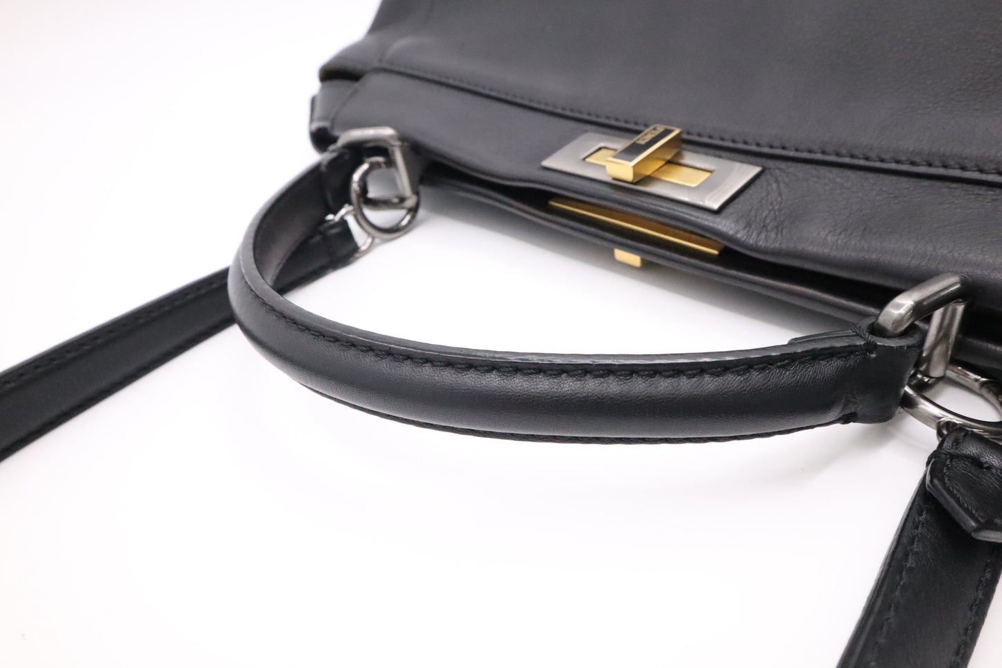 Fendi Medium Peekaboo Tote in Black Leather