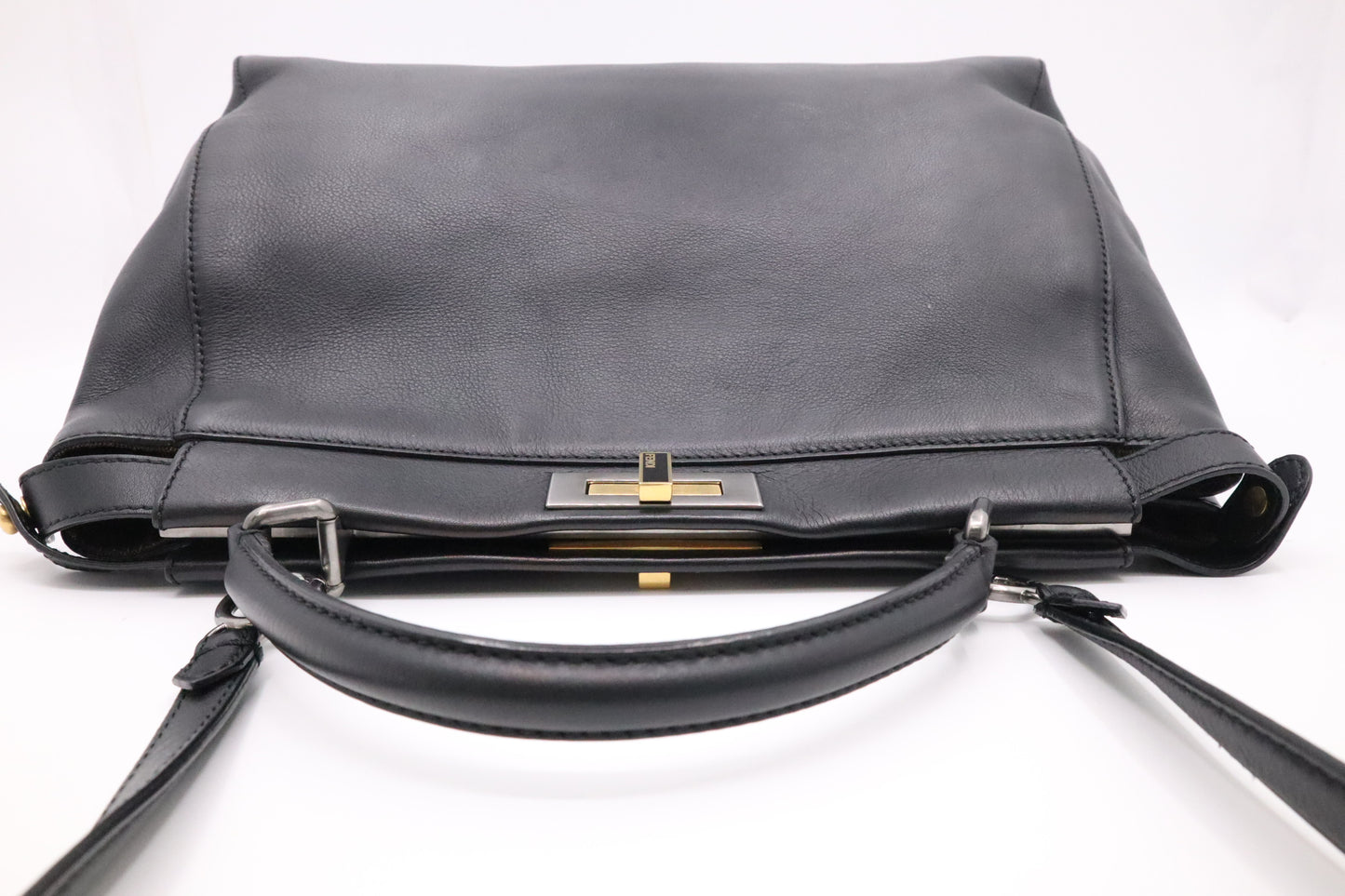 Fendi Medium Peekaboo Tote in Black Leather