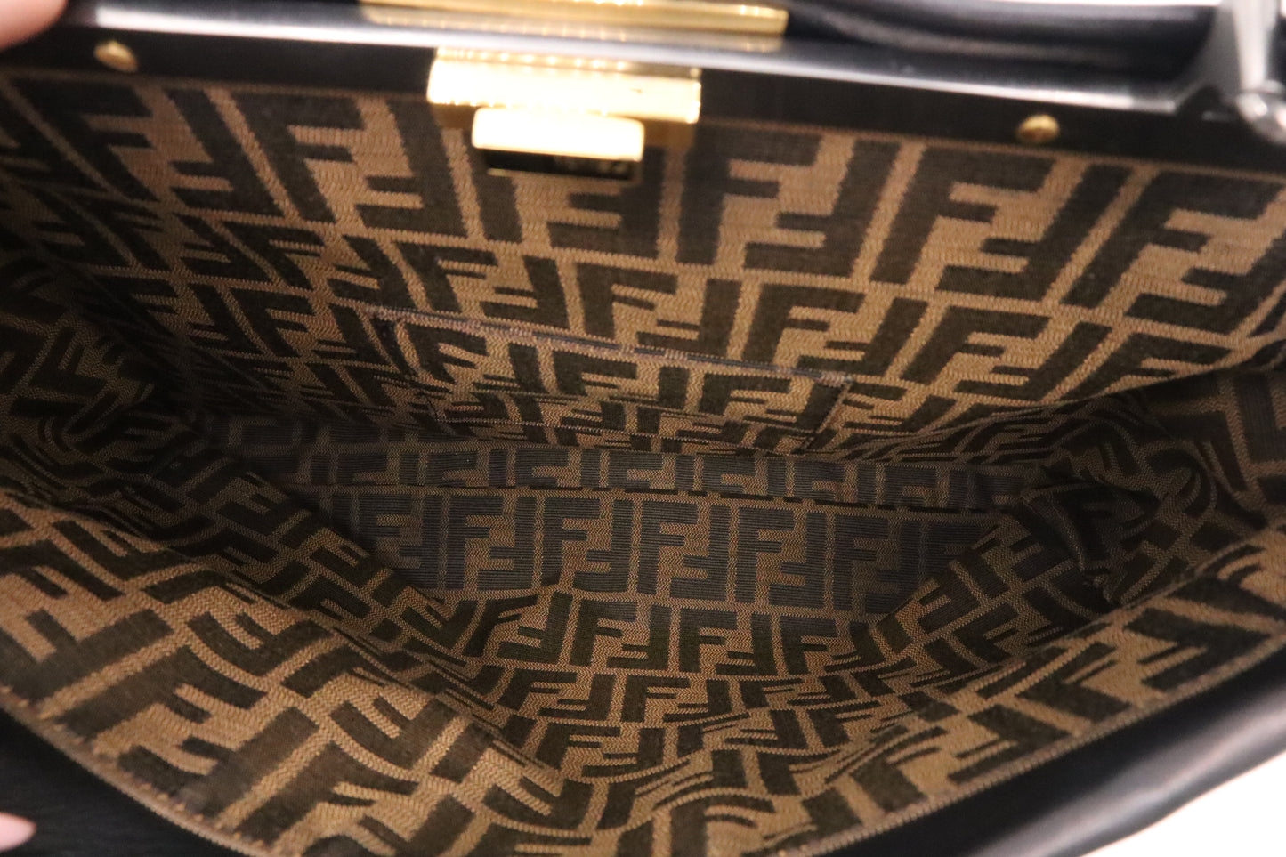 Fendi Medium Peekaboo Tote in Black Leather