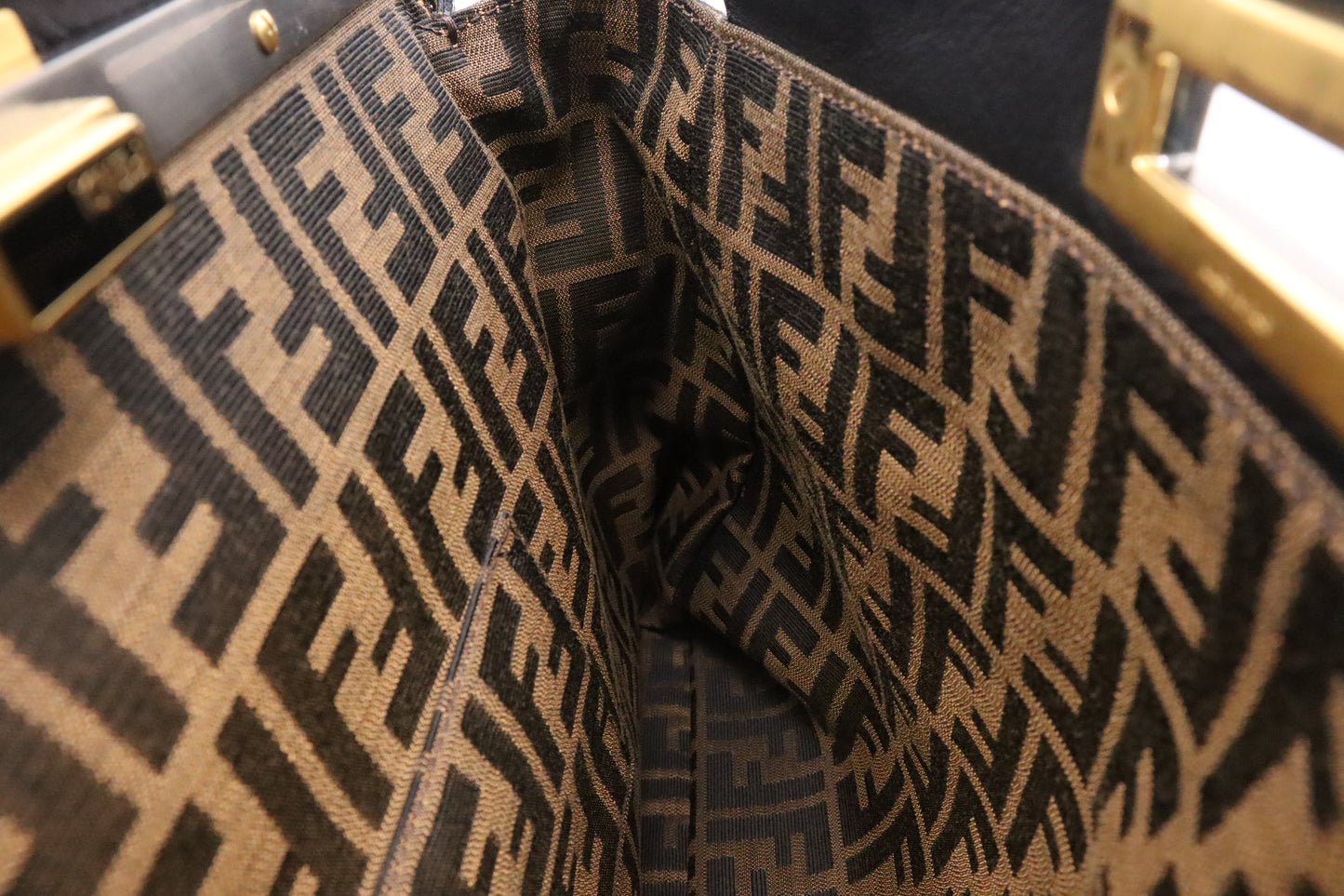Fendi Medium Peekaboo Tote in Black Leather