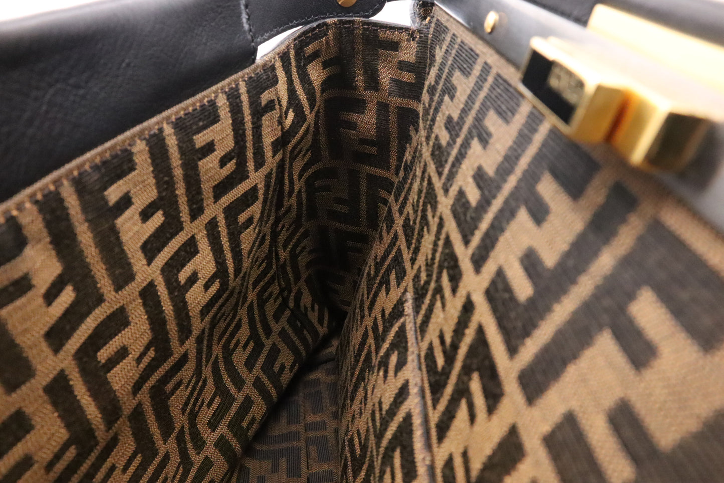 Fendi Medium Peekaboo Tote in Black Leather