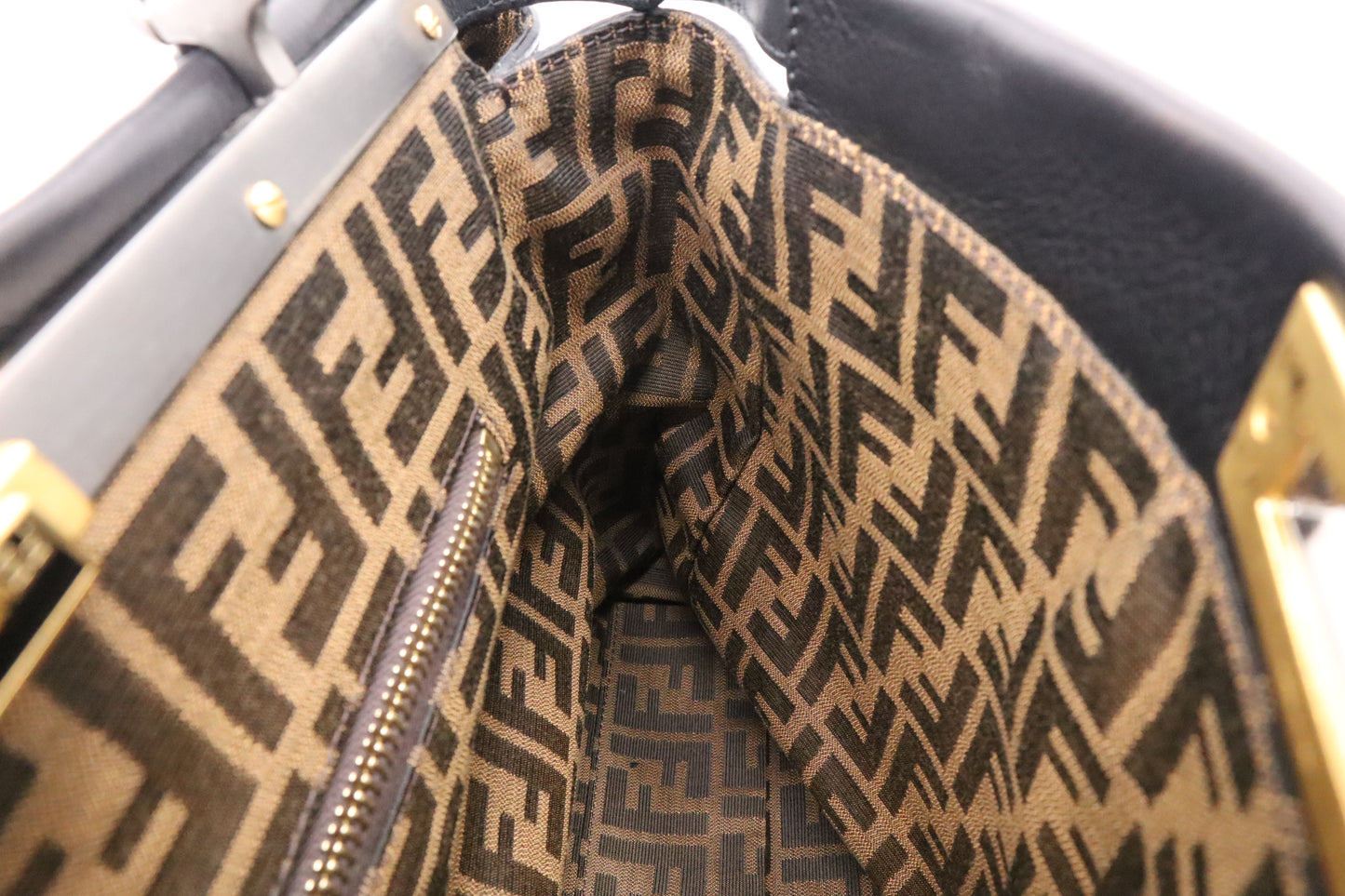 Fendi Medium Peekaboo Tote in Black Leather
