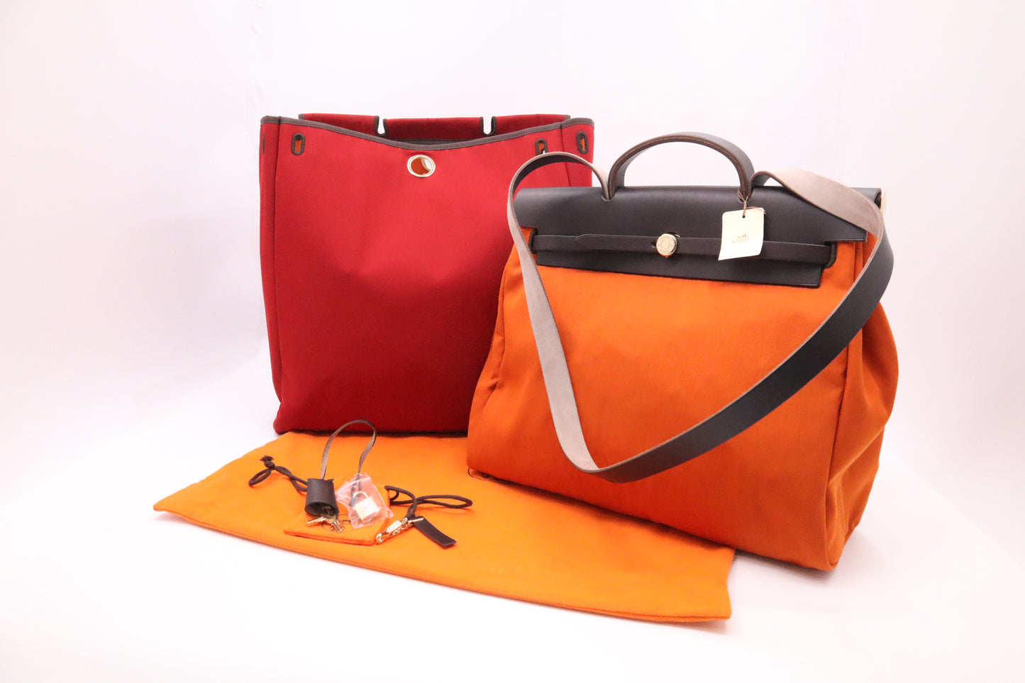 Hermes Herbag 39 in Red & Orange Canvas