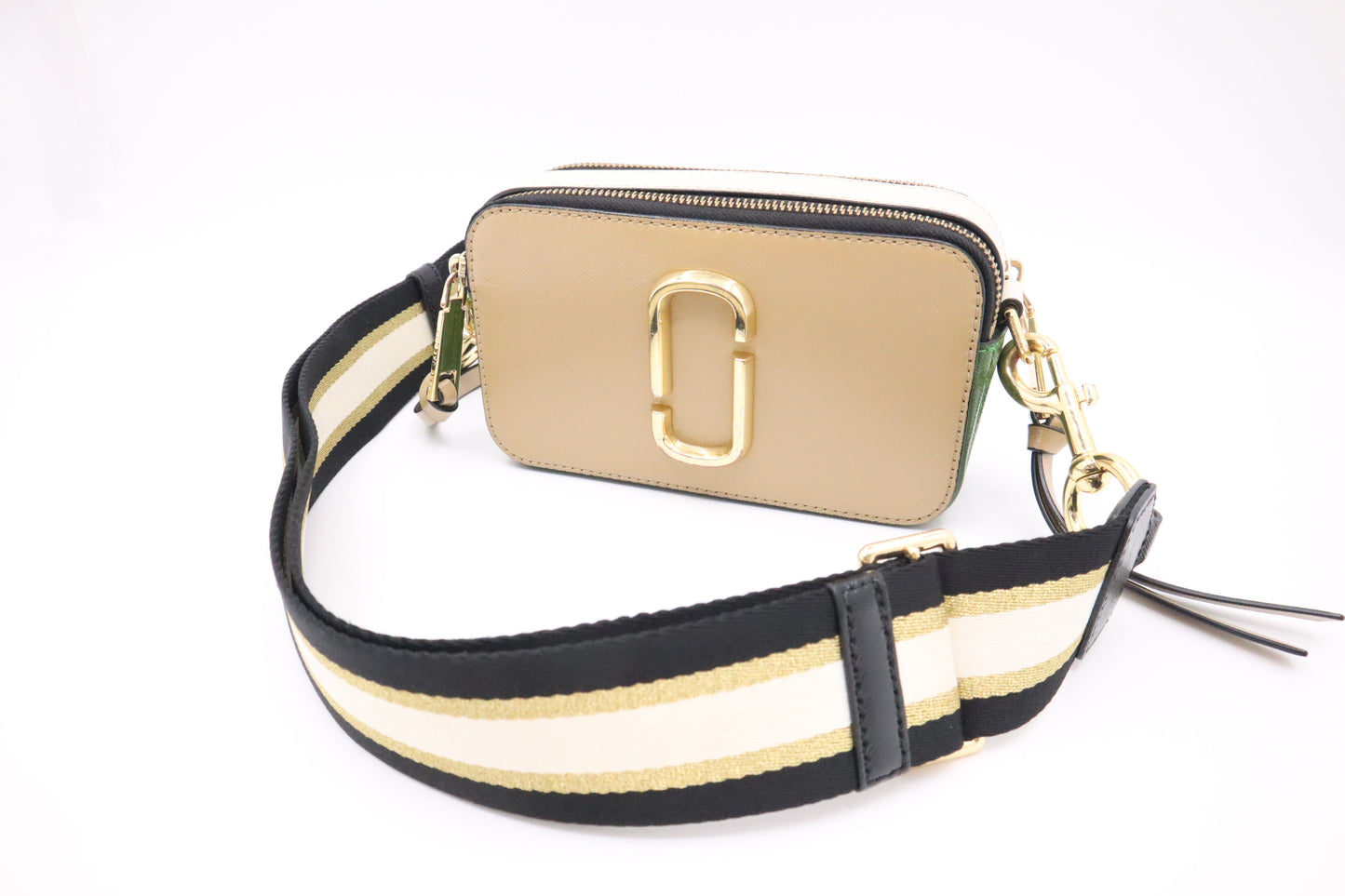 Marc Jacobs Snapshot in Tan, White and Green Leather