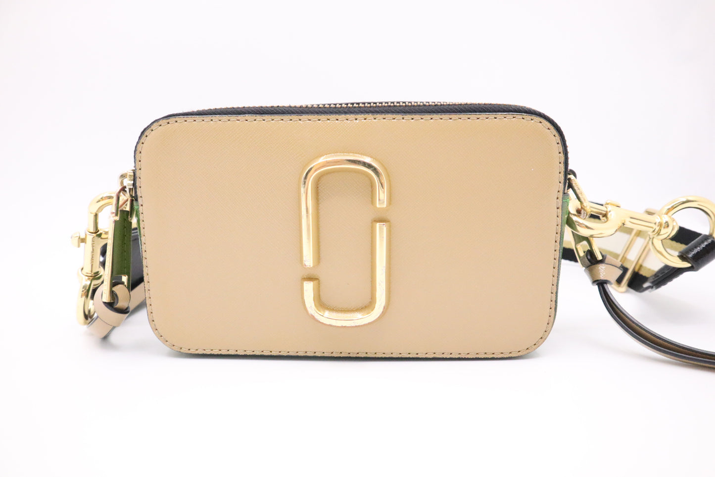Marc Jacobs Snapshot in Tan, White and Green Leather
