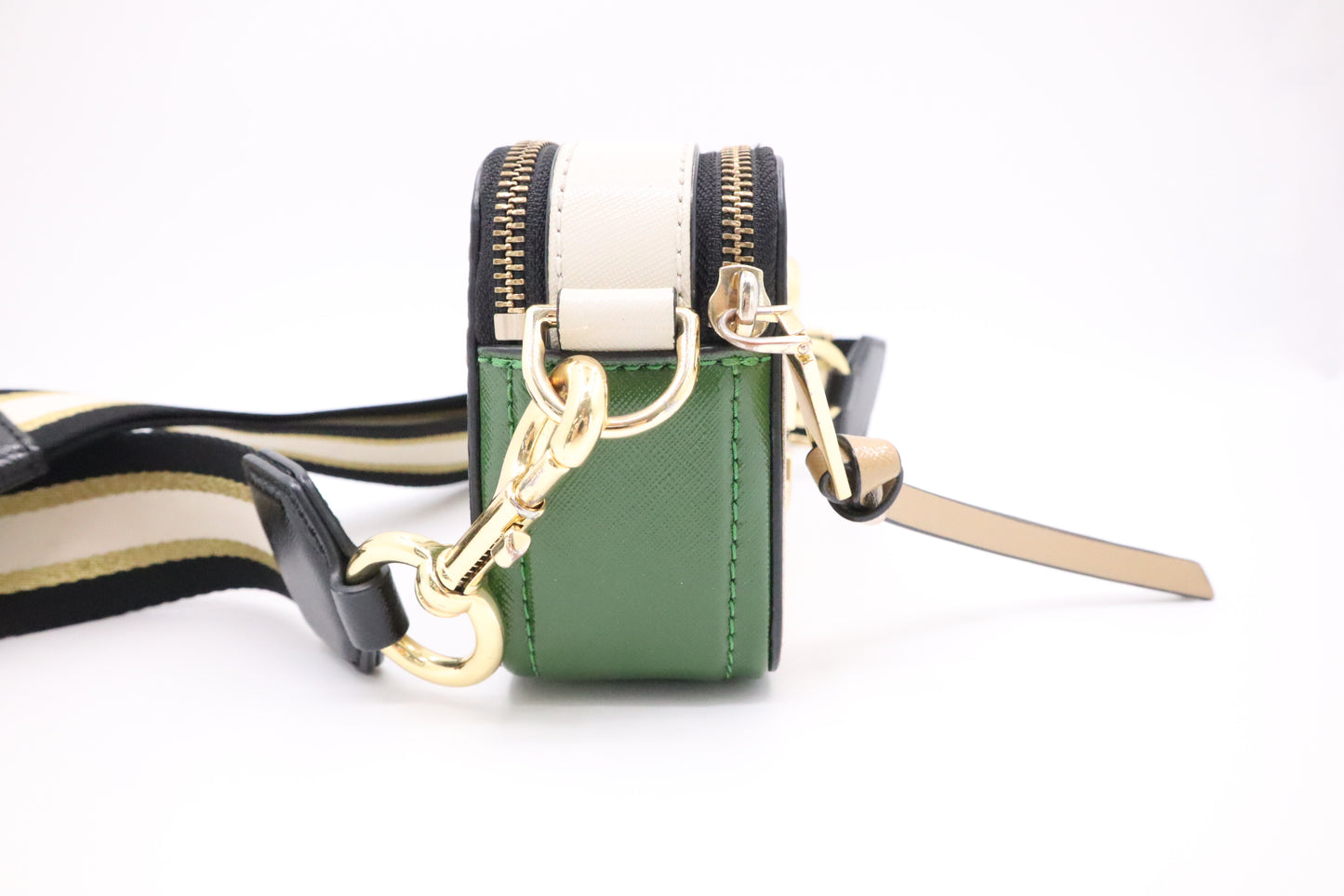 Marc Jacobs Snapshot in Tan, White and Green Leather