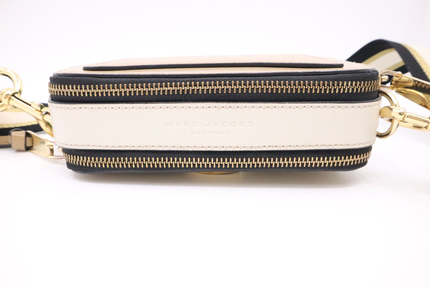 Marc Jacobs Snapshot in Tan, White and Green Leather