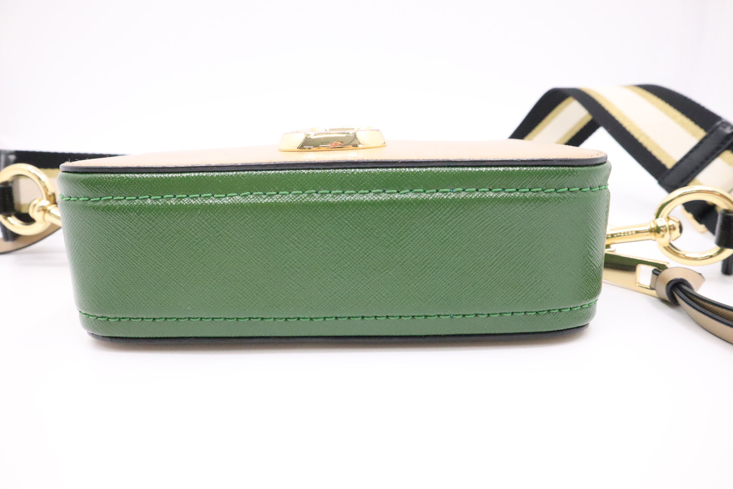 Marc Jacobs Snapshot in Tan, White and Green Leather