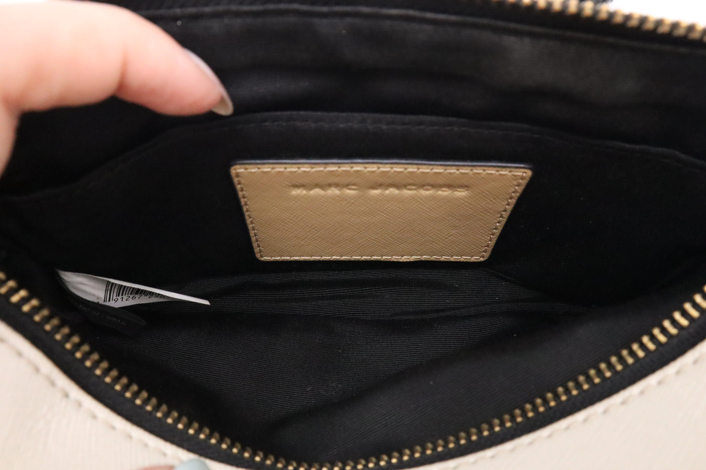 Marc Jacobs Snapshot in Tan, White and Green Leather
