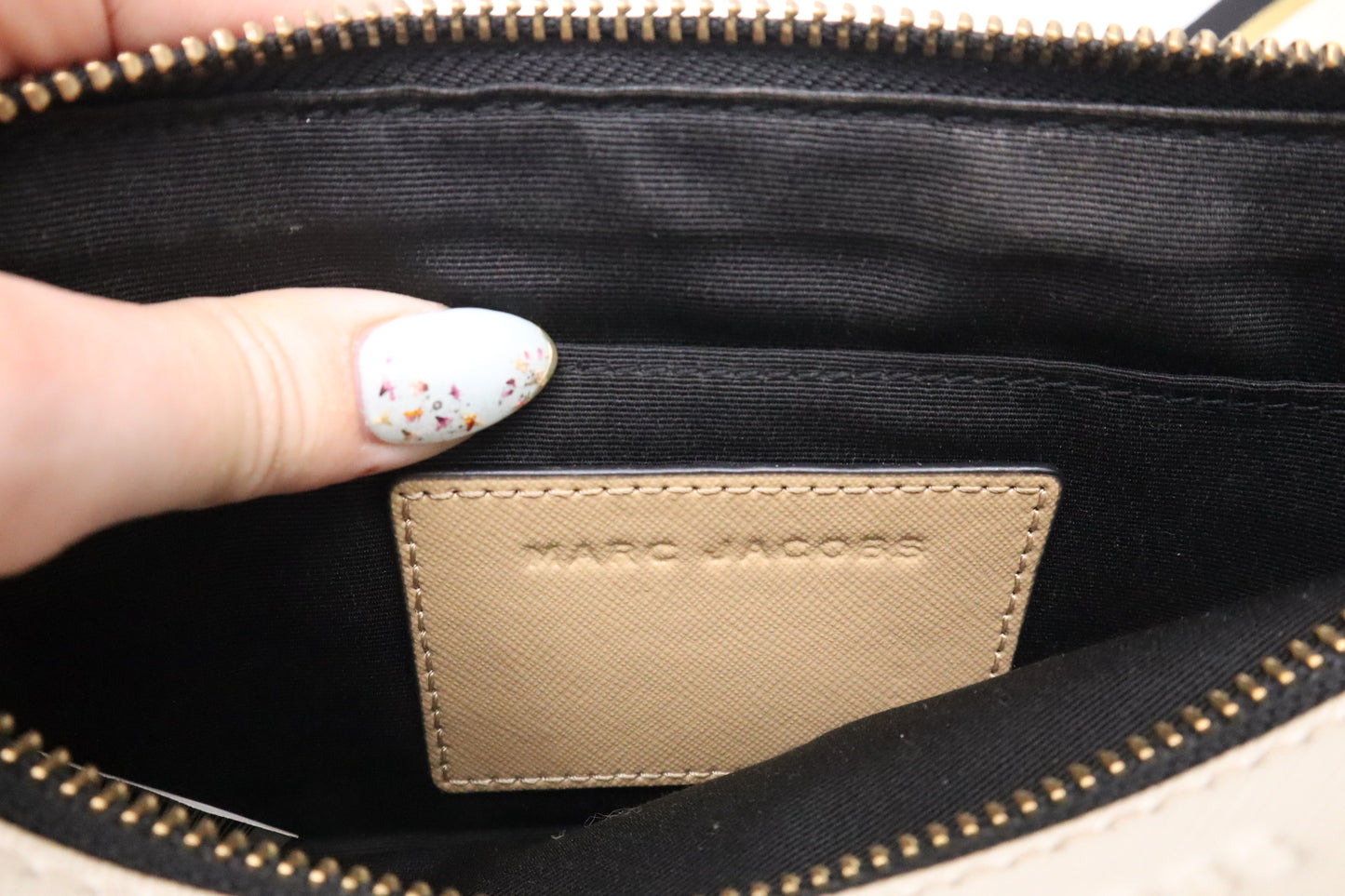 Marc Jacobs Snapshot in Tan, White and Green Leather