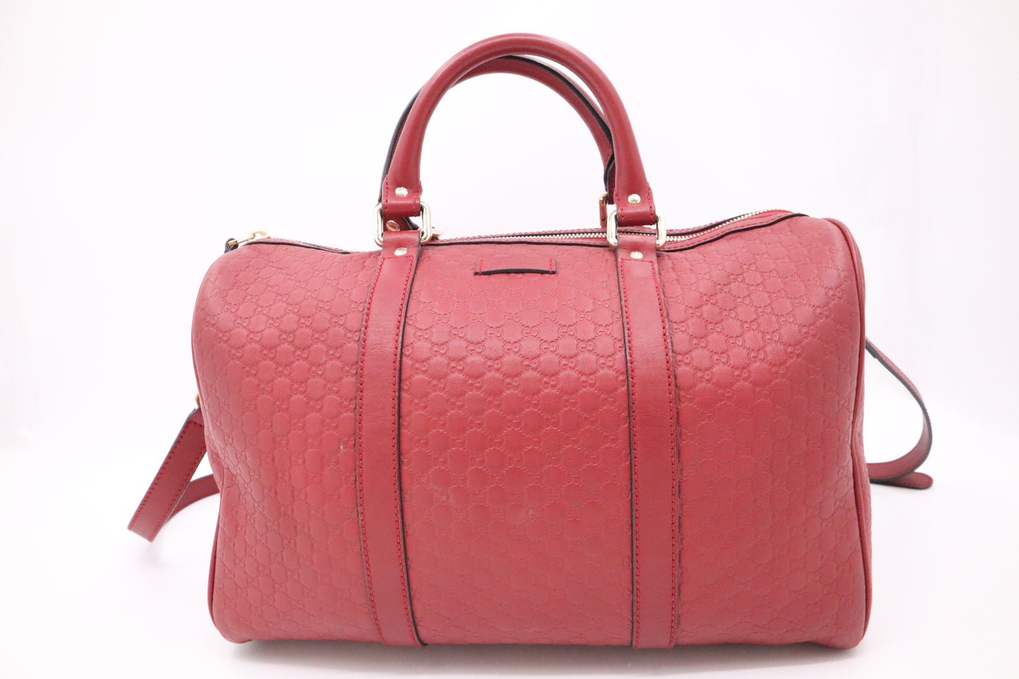 Gucci Boston Bag in Red Micro Guccissima Leather