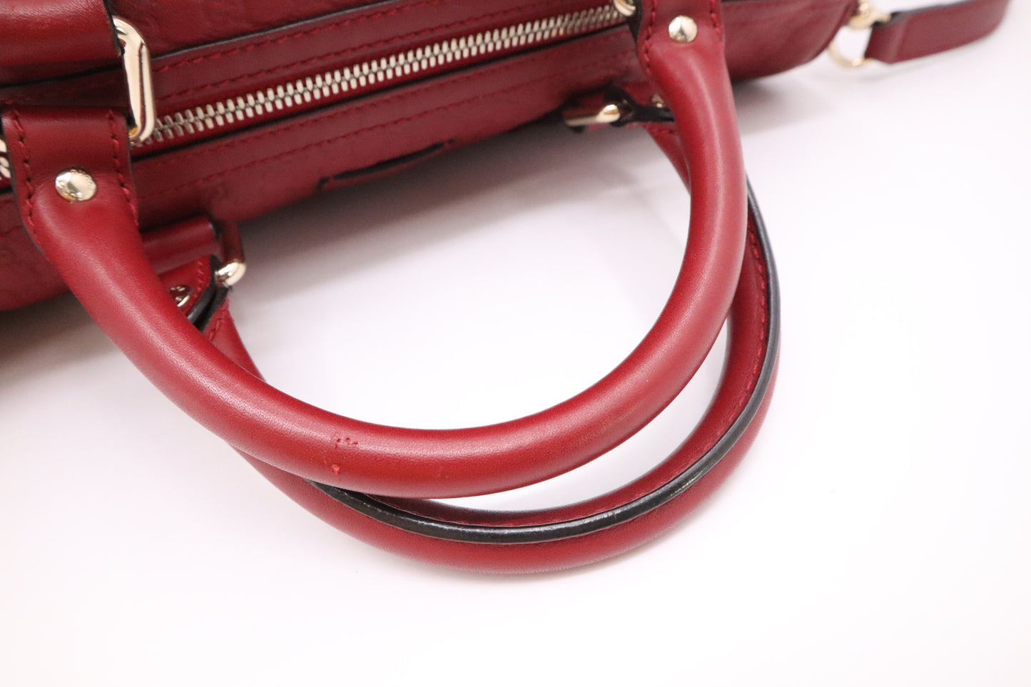 Gucci Boston Bag in Red Micro Guccissima Leather