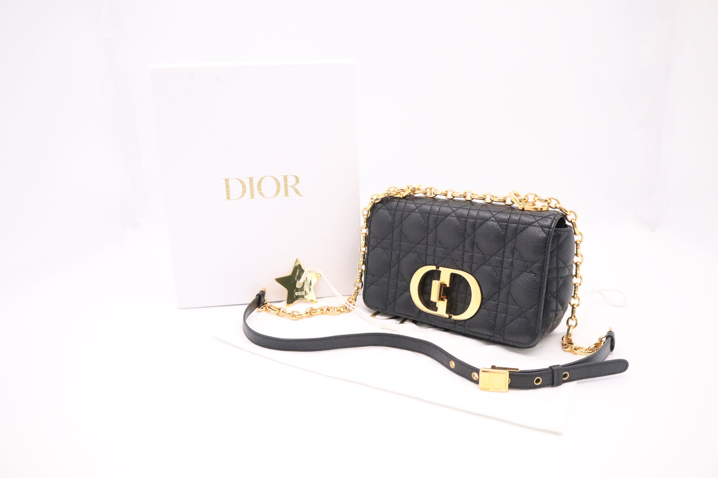 Dior Small Caro Crossbody in Black Cannage Leather